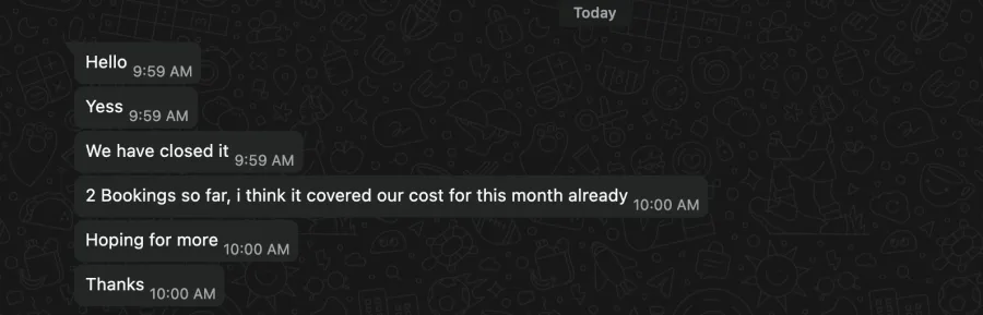 Healthcare client WhatsApp feedback 3